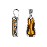 Sterling Silver Tapered Pendant With Citrine Quartz And Antique Floral Bali Detailing